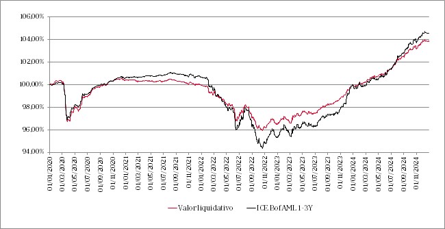 Line chart showing the evolution of the fund's net asset value over the last 5 years and its comparison with the benchmark index.