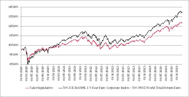 Line chart showing the evolution of the fund's net asset value over the last 5 years and its comparison with the benchmark index.