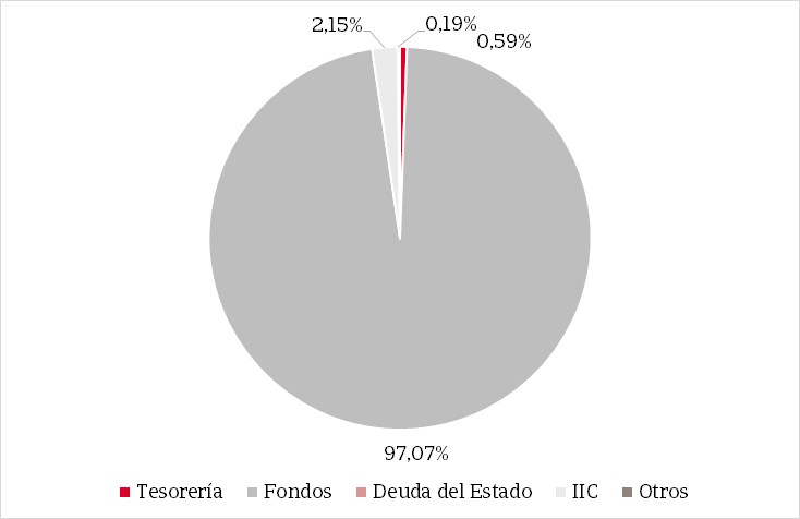 Pie chart showing the percentage distribution of the fund's composition.