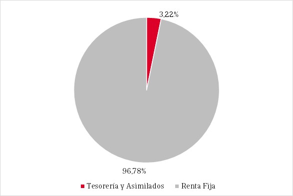 Pie chart showing the percentage distribution of the fund's composition.