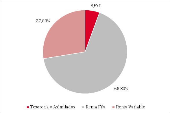 Pie chart showing the percentage distribution of the fund's composition.