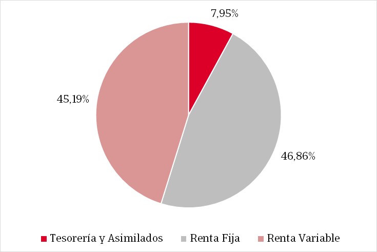Pie chart showing the percentage distribution of the fund's composition.