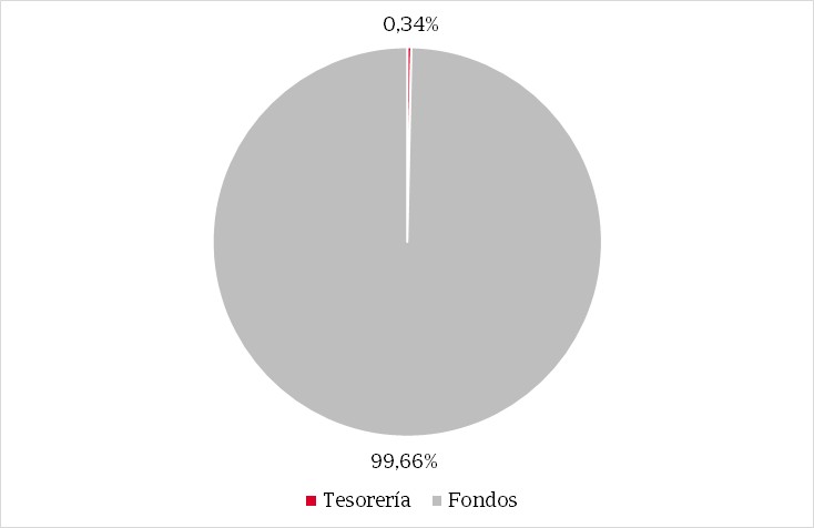 Gráfico de tarta que muestra la distribución porcentual de la composición del fondo.